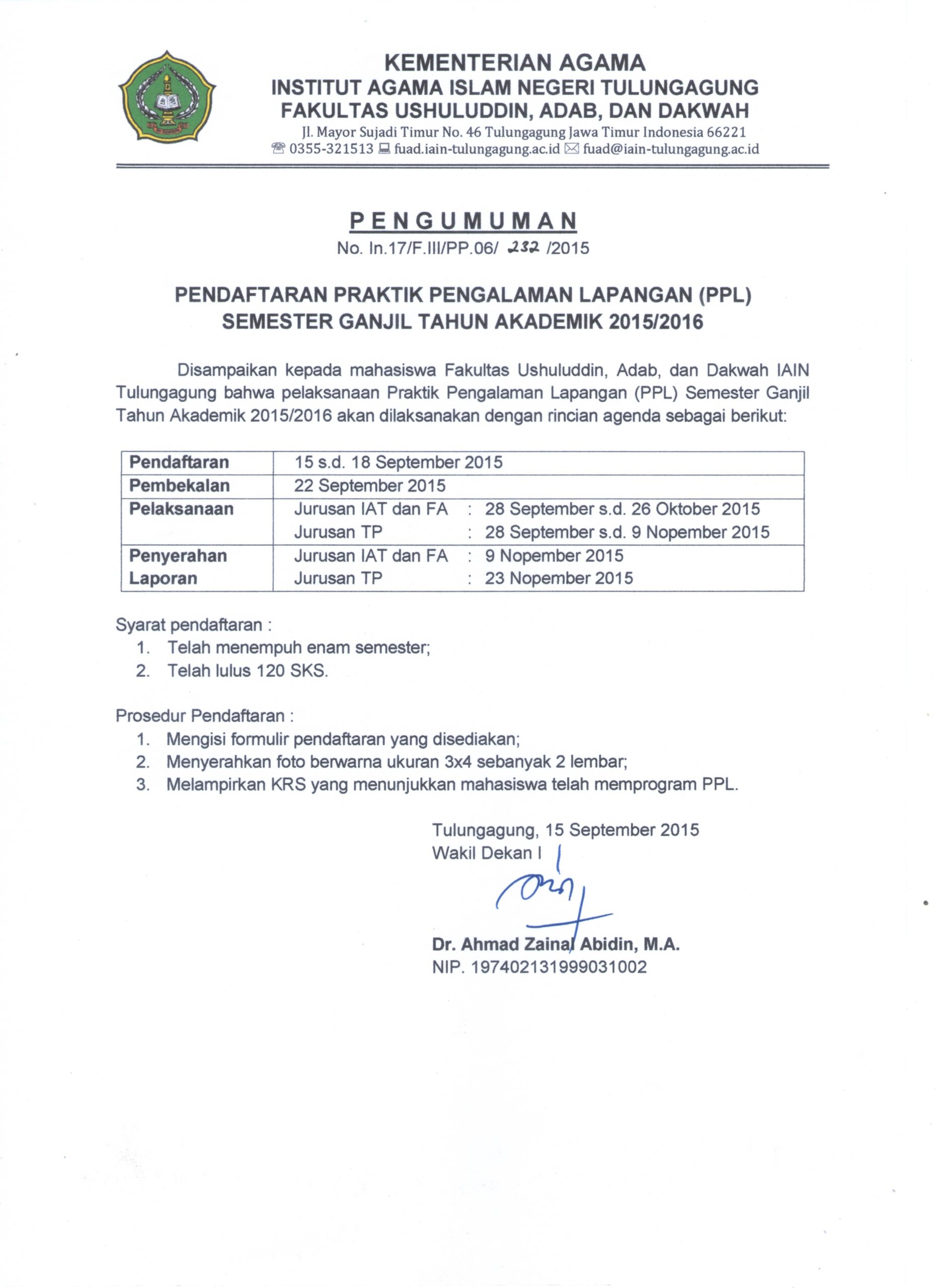 20150916 — PELAKSANAAN PPL T.A. 2015/2016