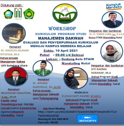 Workshop Nasional Evaluasi Dan Penyempurnaan Kurikulum Manajemen Dakwah Menuju Kampus Merdeka Belajar