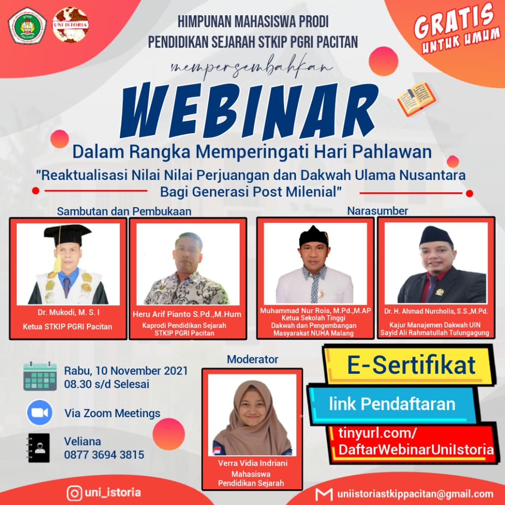 WEBINAR NASIONAL: REAKTUALISASI NILAI-NILAI PERJUANGAN DAN DAKWAH  ULAMA NUSANTARA BAGI GENERASI POST MILENIAL